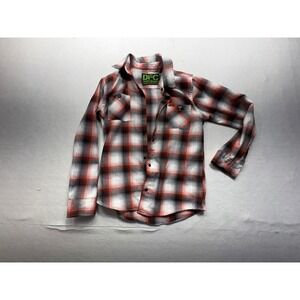 Dixxon Flannel Youth Division Red Plaid Long Sleeve Snap Button Shirt M